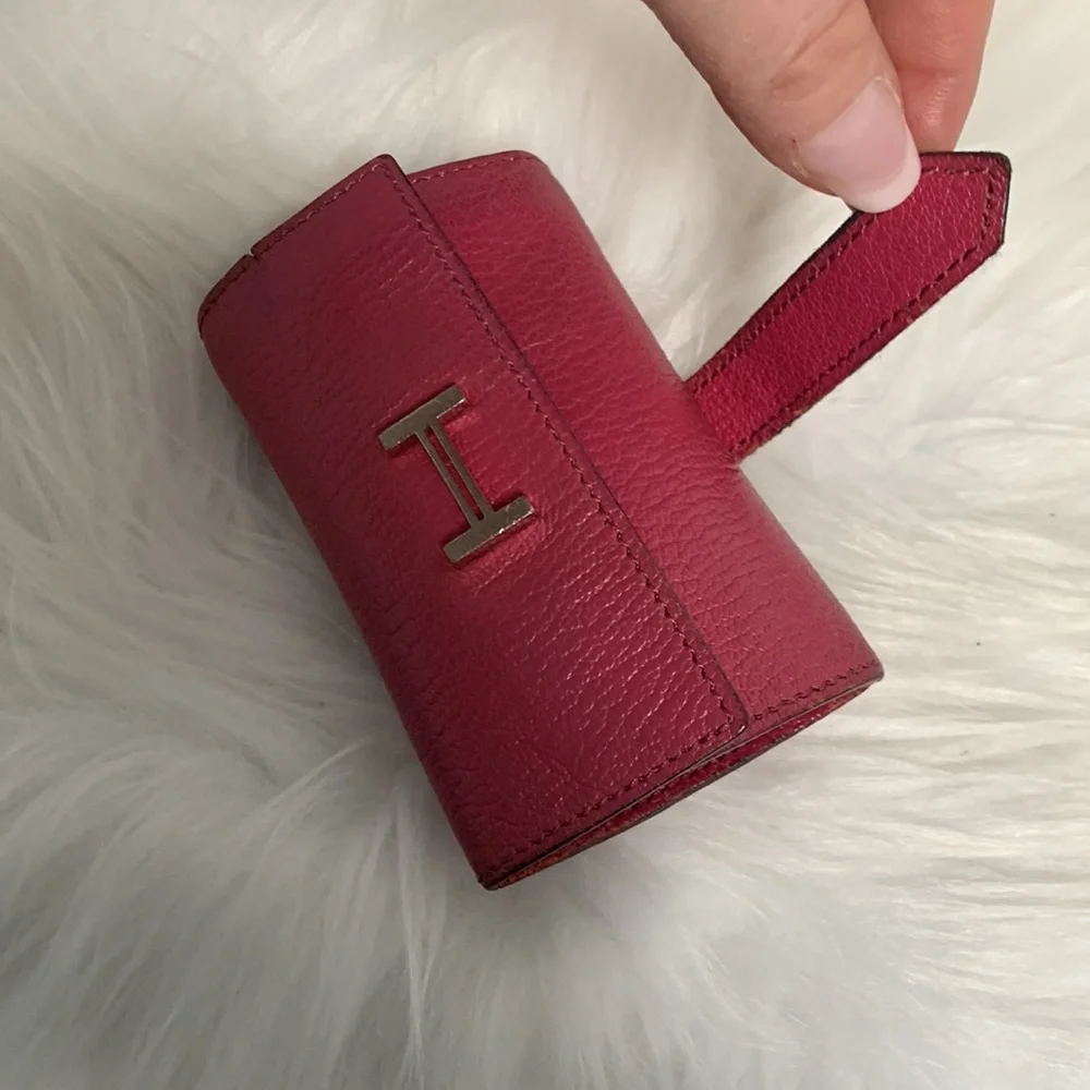 Authentic Hermes Bearn pink soft leather 4-ring key pouch key case key holder - Picture 9 of 17